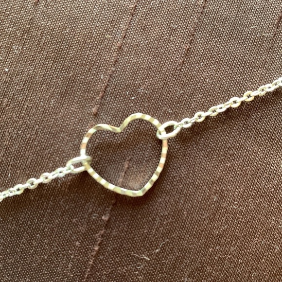 Silver tone rope heart charm necklace - Picture 5 of 5